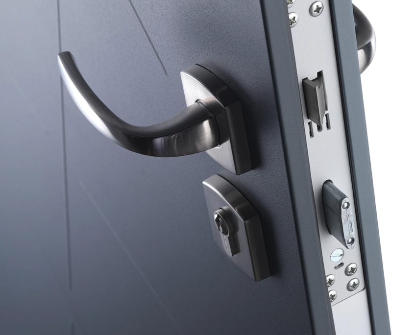 Gros plan serrure de Porte Blindée Fichet pour maison